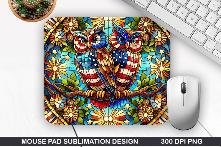 Owls Mouse Pad Sublimation, 4th Of July Mouse Pad PNG
