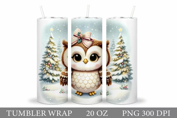 Cute Owl Tumbler Sublimation. Christmas Owl Tumbler Design