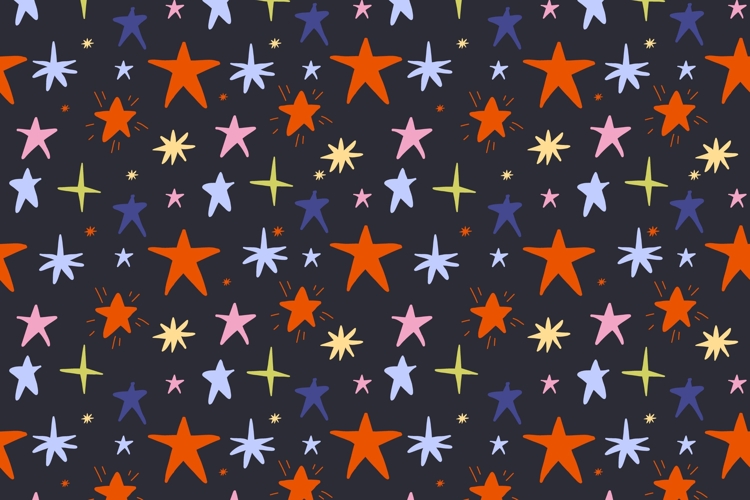 Black Christmas pattern with colorful stars