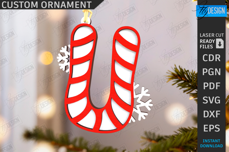 Christmas Letter Ornament|Hanging Christmas Monogram SVG|CNC