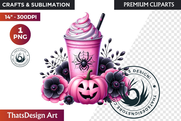 Pastel Goth Halloween Drinks - Kawaii Spooky Clipart PNG