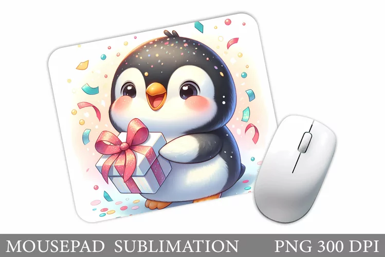 Cute Penguin Mouse Pad. Christmas Mouse Pad Design