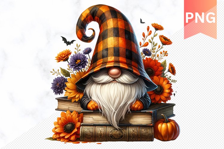 Halloween Gnome Books Sublimation - Halloween Clipart PNG