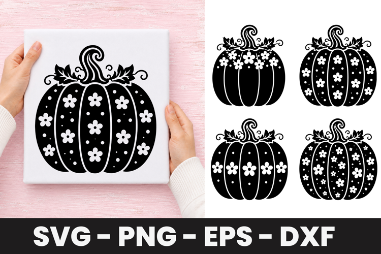 Heart Floral Pumpkin SVG PNG