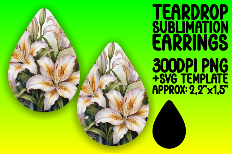 Vibrant Teardrop Earrings Design Art , Flowers