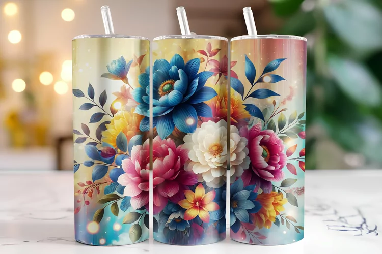 Flowers Tumbler Wrap | Sublimation | Tumblers
