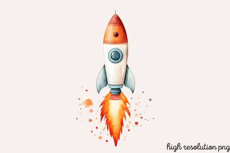Space of Astronaut Watercolor Clipart PNG