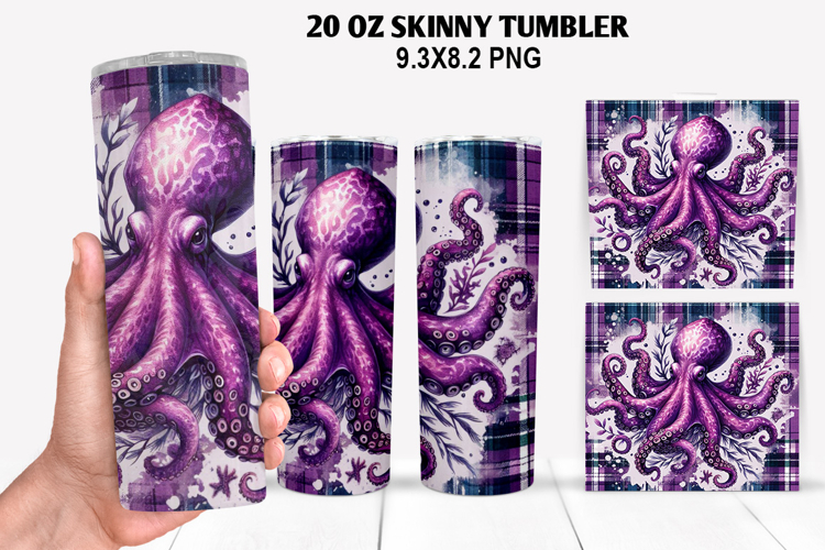 Octopus Skinny Tumbler 20oz Wrap Design, Animal Tumbler Wrap