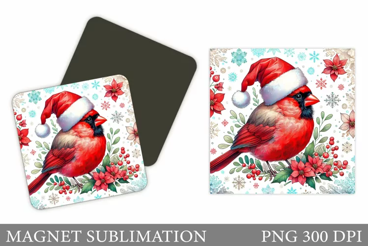 Cardinal Magnet Design. Christmas Magnet Sublimation