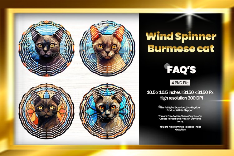 Burmese Cat Wind Spinner Sublimation - 04 Variations example image 1