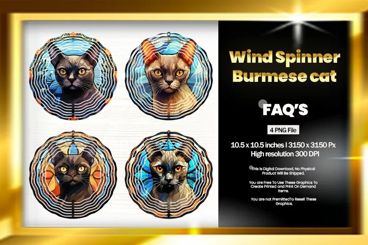 Burmese Cat Wind Spinner Sublimation - 04 Variations