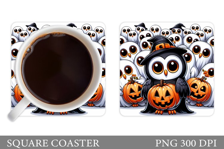Halloween Owl Coaster Design. Halloween Coaster Sublimation example image 1
