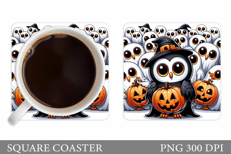 Halloween Owl Coaster Design. Halloween Coaster Sublimation