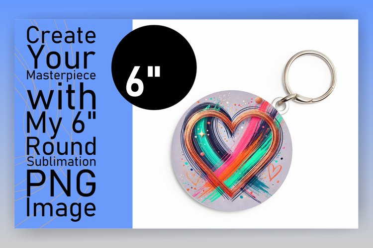 Vibrant Round Design Keychain Artwork , Heart