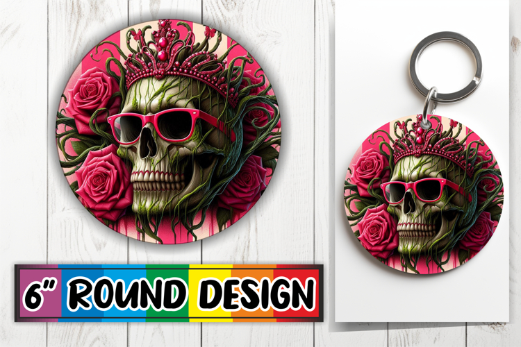 Unique Sublimation Round Ornaments PNG, Skull