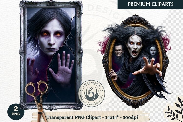Gothic Dark Fantasy Halloween Nightmare Horror Clipart PNG example image 1
