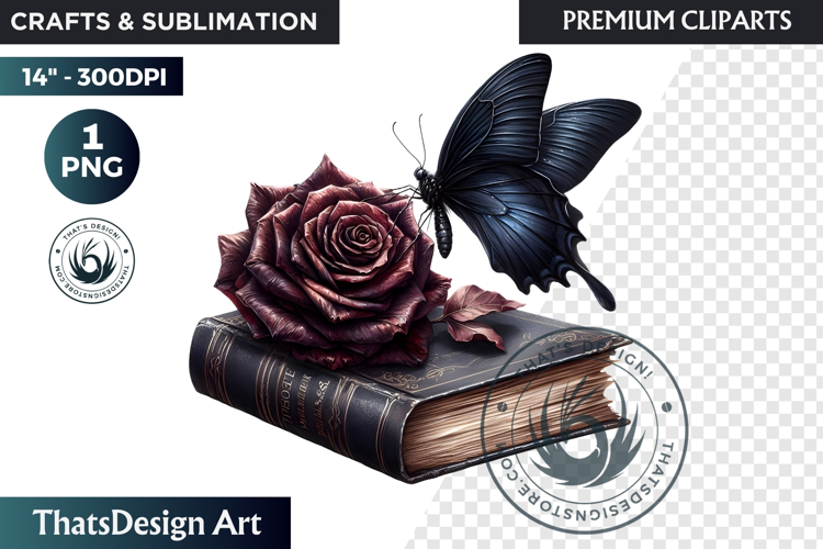 Dark Academia PNG, Gothic Butterfly Clipart Moody ephemera