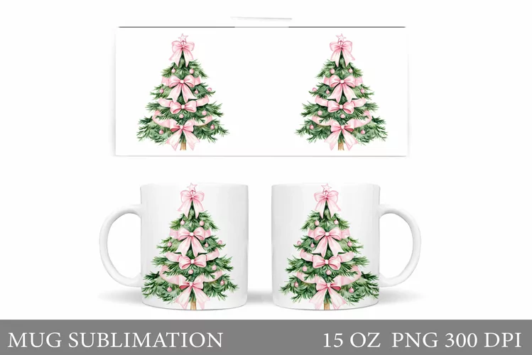 Christmas Tree Mug Sublimation. Christmas Tree Mug Design
