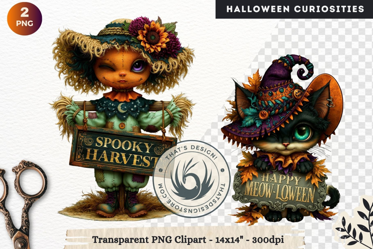 Surreal Halloween Character Cliparts Spooky Curiosities