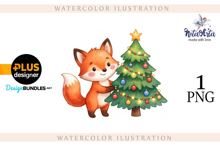 Illustration of a cute Christmas fox example image 1