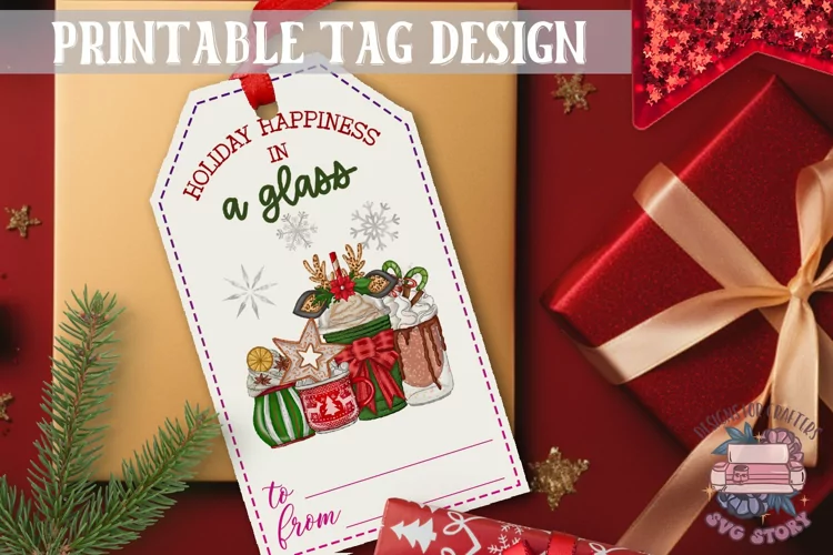 Watercolor Christmas Gift Tag Christmas coffee Ornaments PNG
