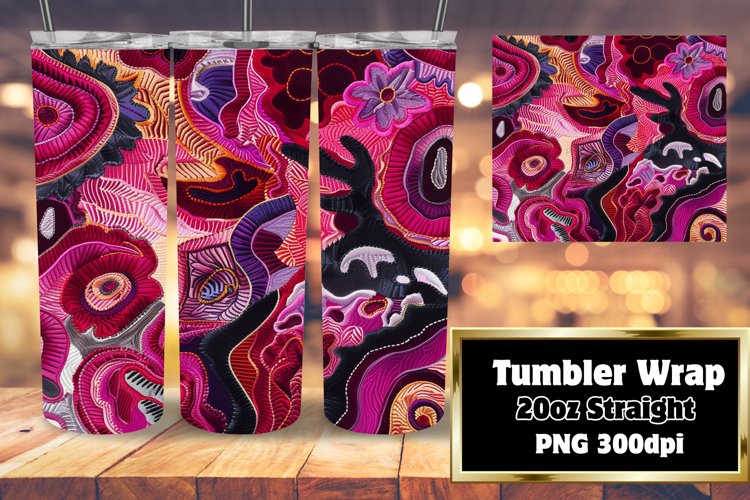Abstract Embroidered 20oz Tumbler Design example image 1