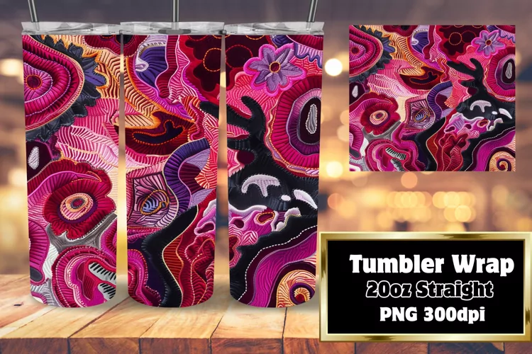 Abstract Embroidered 20oz Tumbler Design