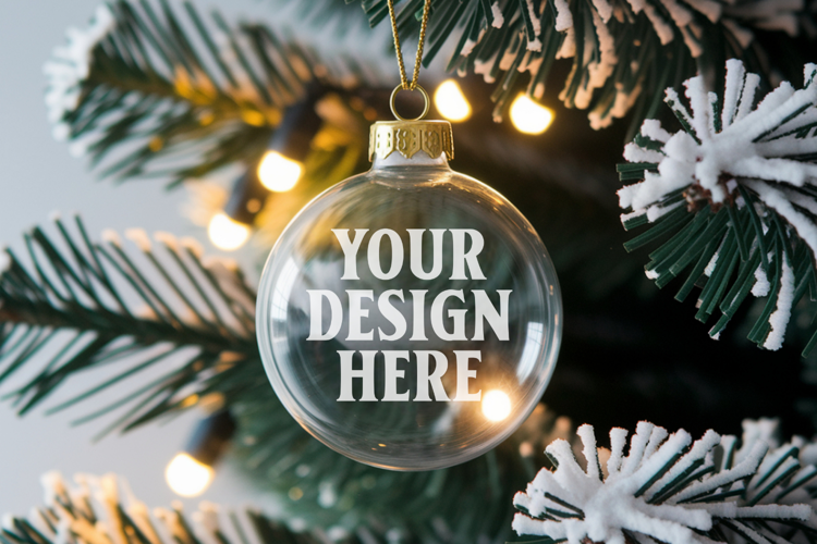Acrylic Christmas Ornament Mockups | Clear Holiday Ornament