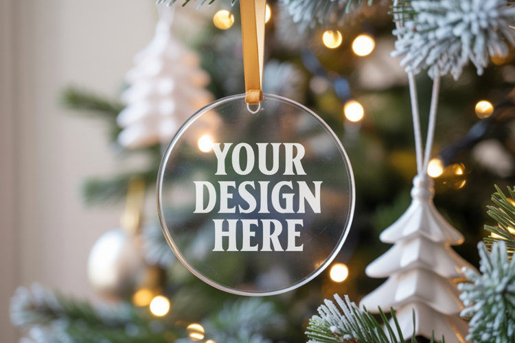 Acrylic Christmas Ornament Mockups , acrylic blank mockup