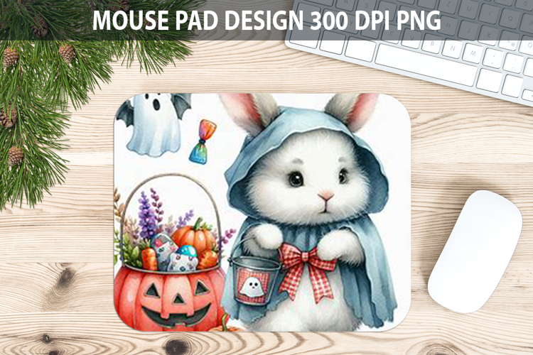 Bunny Mouse pad Sublimation - Halloween Animal PNG Design