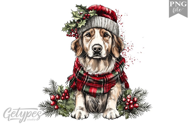 Christmas Dog Clipart Design - High Quality 300 Dpi