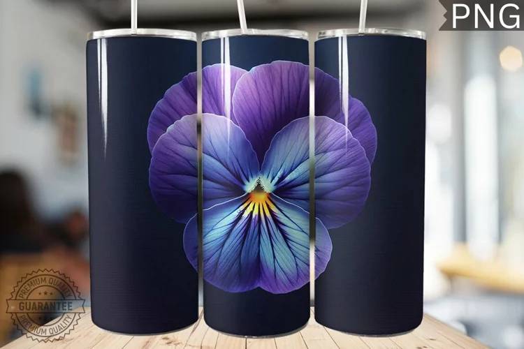 Pansy Flower Tumbler Wrap - Tumbler Design