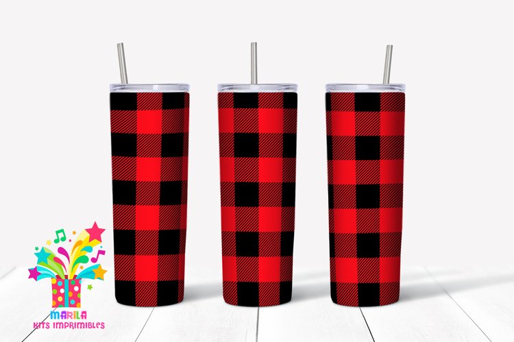 Buffalo Plaid Christmas Skinny tumbler Sublimation #3 example image 1