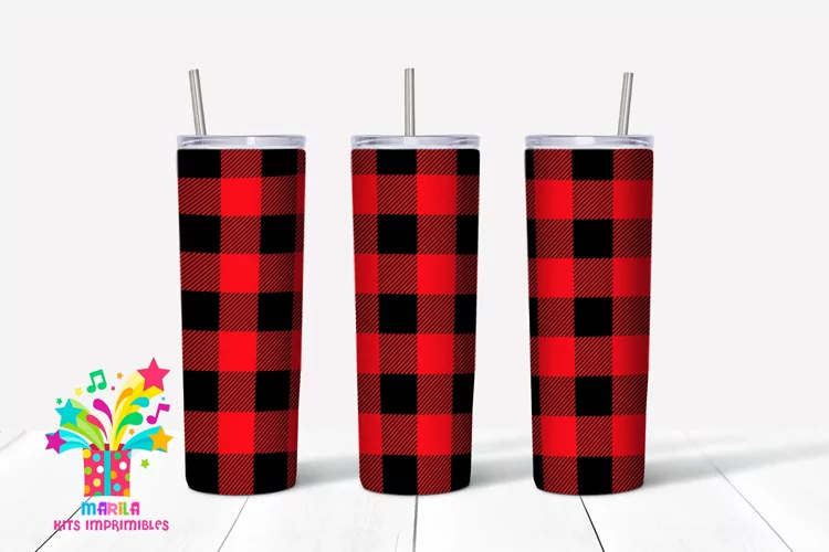Buffalo Plaid Christmas Skinny tumbler Sublimation #3