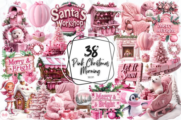Pink Christmas Morning Clipart