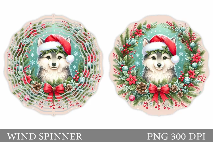 Christmas Wolf Wind Spinner. Christmas Wind Spinner Design