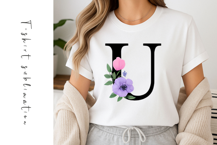 Alphabet, Letters, Monogram, Purple and Pink Flowers