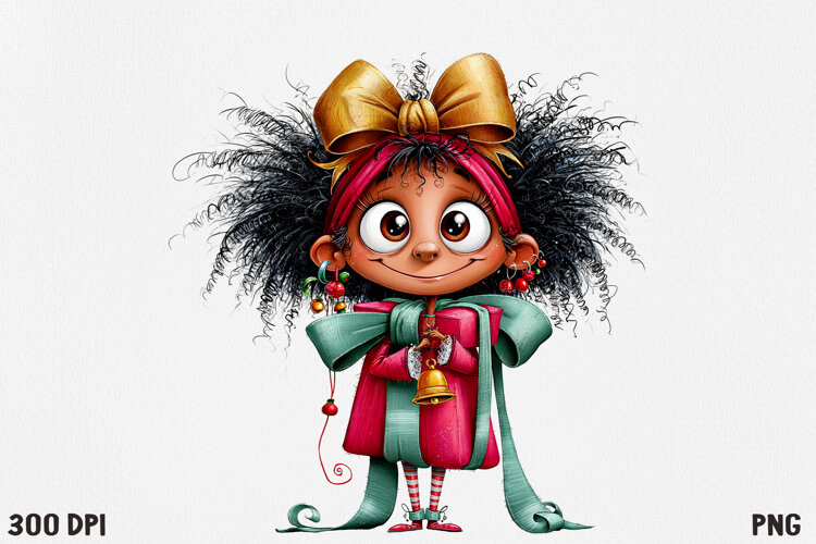 Whimsical Christmas Character Clipart PNG, Cute Holiday example image 1