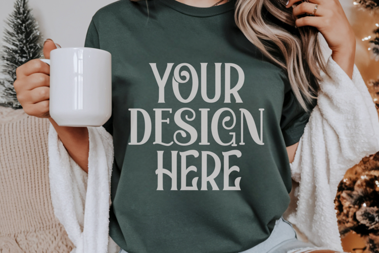 Blue Spruce Comfort Colors 1717 Christmas Mockup, CC 1717