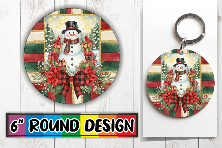 Whimsical Circle Keychain Sublimation, Christmas