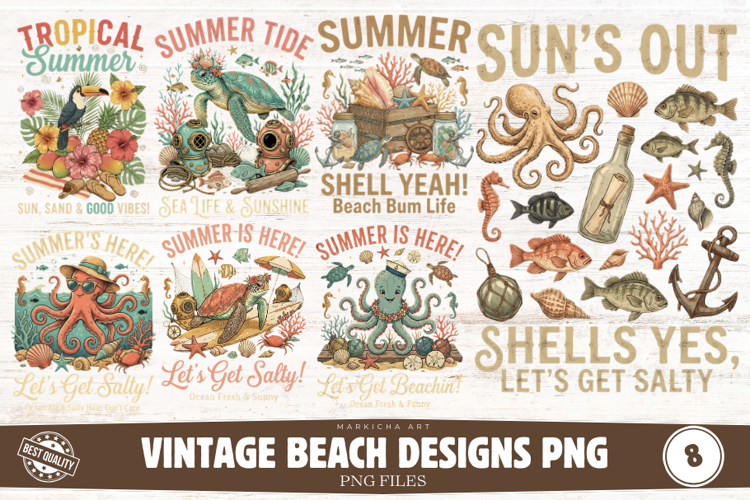 Vintage Beach Designs Png