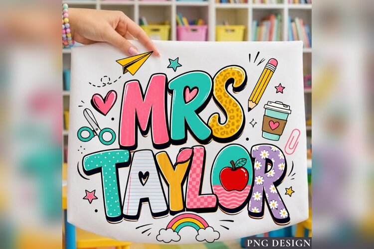 Mrs Taylor Teacher PNG, Personalized Teacher Name Design example image 1
