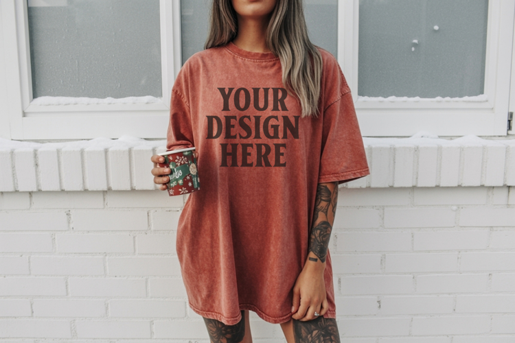 Brick Christmas Comfort Colors 1717 TShirt Mockup,cc1717 moc
