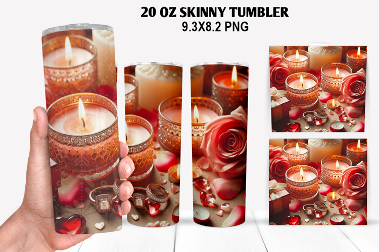 Valentine Skinny Tumbler 20oz Wrap Design, Valentine Tumbler