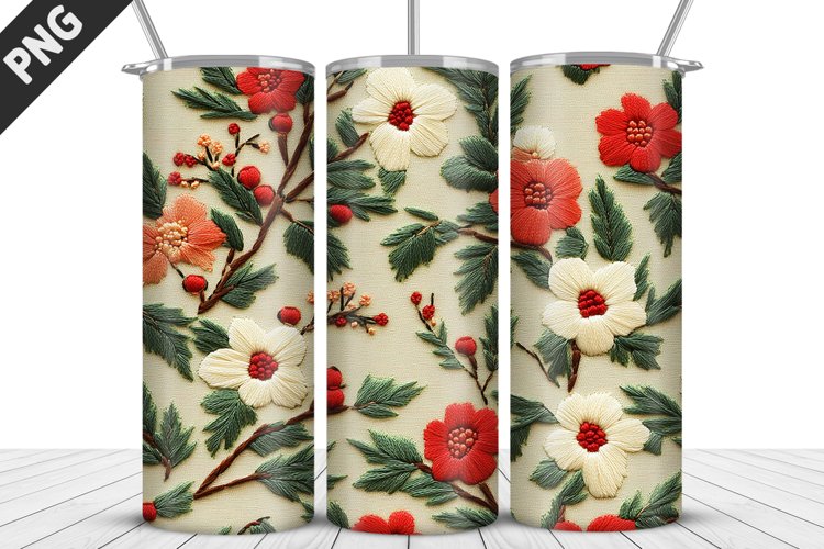 3D Daisy Flowers 20oz Tumbler Wrap | Sublimation Design example image 1