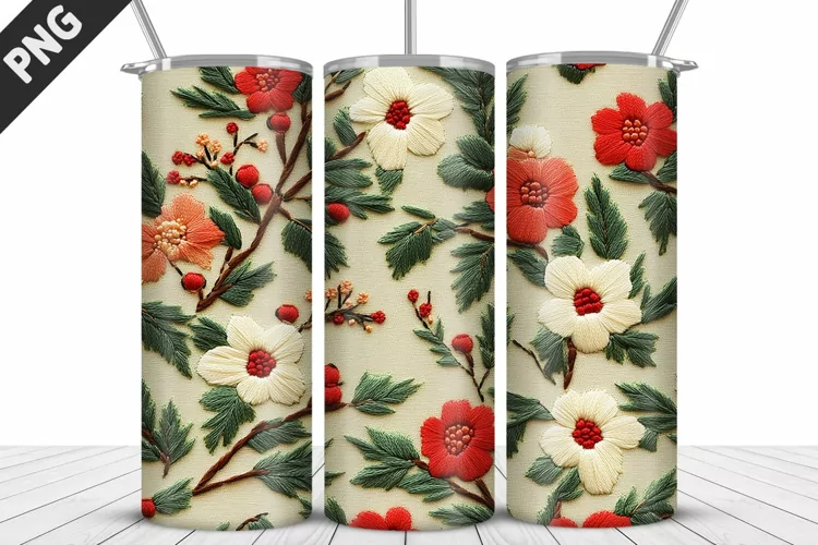 3D Daisy Flowers 20oz Tumbler Wrap | Sublimation Design