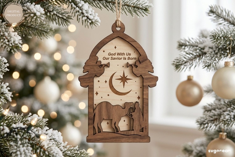 Nativity Silhouette Ornament SVG Laser Cut | Christmas | SVG