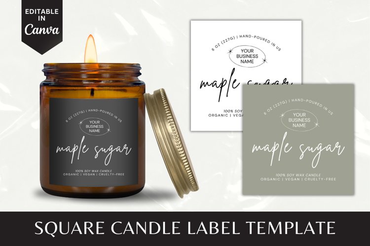 Custom Square Candle Label Canva Template - 8 example image 1