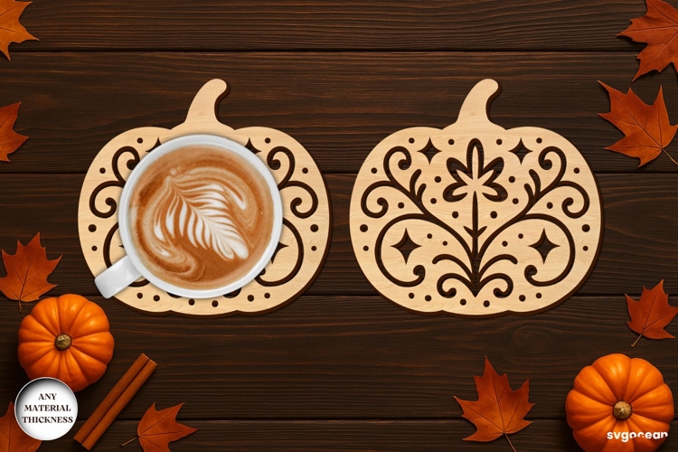 Autumn Pumpkin Coaster Laser Cut | Drink Coaster | SVG