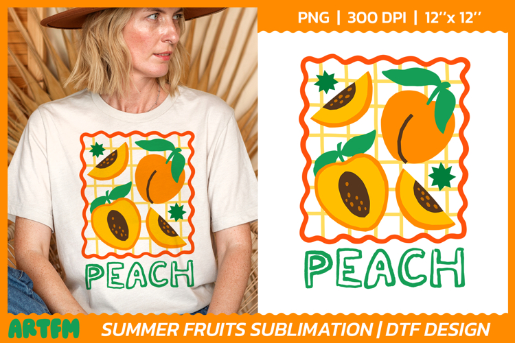 Peach Sublimation | Summer Tropical Fruit DTF Print